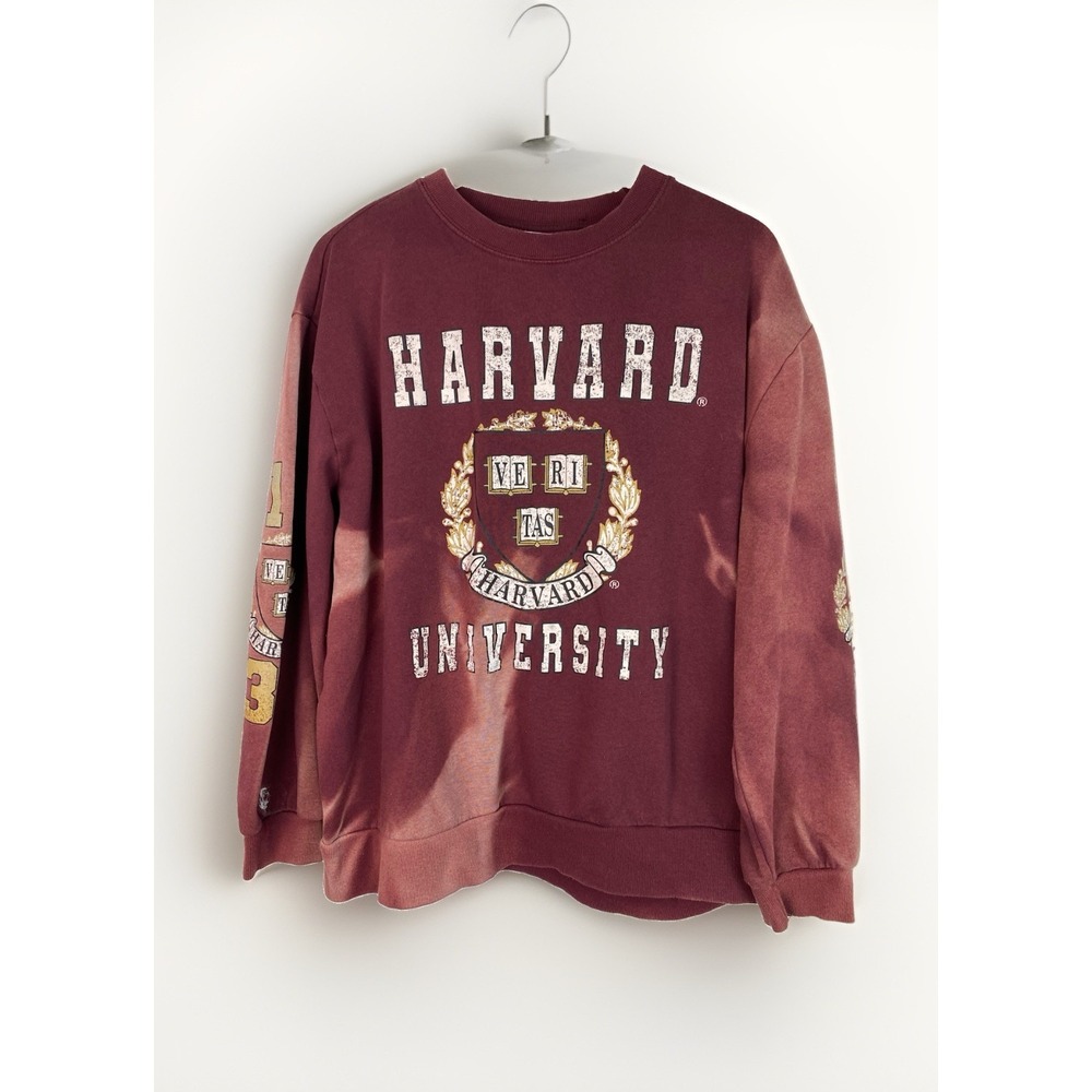 Harvard University L Burgundy Tie Dye Collegiate Crew Neck Sweatshirt